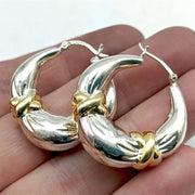 Shine Gold Color Women Earrings Fashion Smooth Hoop Earrings for Women Engagement Wedding Jewelry Gift