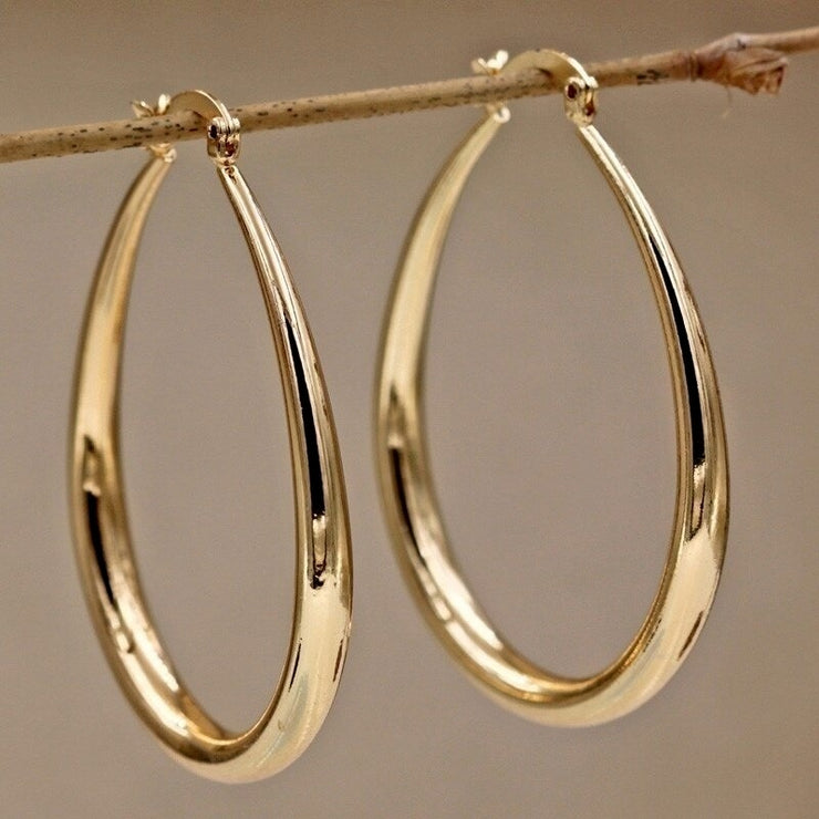 Shine Gold Color Women Earrings Fashion Smooth Hoop Earrings for Women Engagement Wedding Jewelry Gift