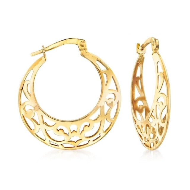 Shine Gold Color Women Earrings Fashion Smooth Hoop Earrings for Women Engagement Wedding Jewelry Gift