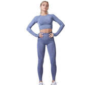 Women Vital Seamless Yoga Set Gym Clothing Fitness Leggings+Cropped Shirts Sport Suit