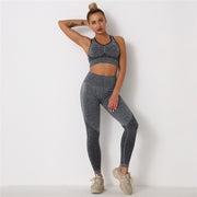 Yoga Set Feamle Two 2pcs Piece Crop Top Bra High Waist Leggings Sportsuit Workout Outfit Sport Gym Wear Suit