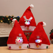 Merry Christmas Hat Light Up LED New Year Navidad  Cap Snowman ElK Santa Claus Hats For Kids Children Adult Xmas Gift Decoration