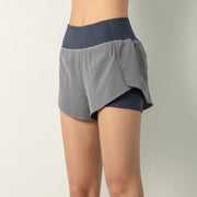 Women Gym Double shorts side pocket running shorts breathable quick dry yoga women shorts workout fitness sportwear