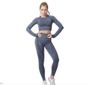 Women Vital Seamless Yoga Set Gym Clothing Fitness Leggings+Cropped Shirts Sport Suit