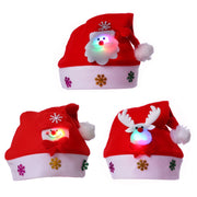 Merry Christmas Hat Light Up LED New Year Navidad  Cap Snowman ElK Santa Claus Hats For Kids Children Adult Xmas Gift Decoration