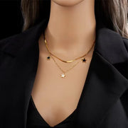 316L Stainless Steel Multilayer Chain Star Charm Necklace Bracelet For Women New Trend Jewelry Set Girls Party Gifts