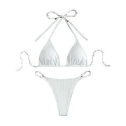 Hanging neck tie bikini multi-color three-point swimsuit hot spring swimsuit