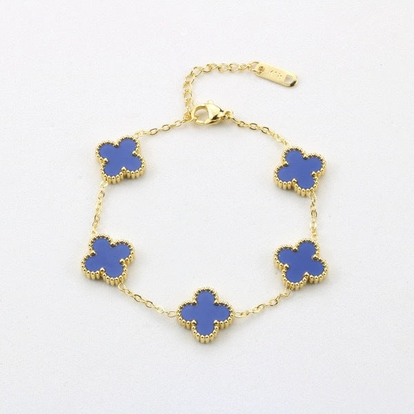 Four leaf clover bracelet women's titanium steel light luxury electroplating 18k gold