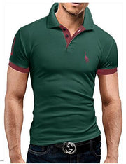 Mens Polo Shirt Short Sleeve Fashion Casual Slim Deer Embroidery Printing Men