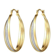 Shine Gold Color Women Earrings Fashion Smooth Hoop Earrings for Women Engagement Wedding Jewelry Gift