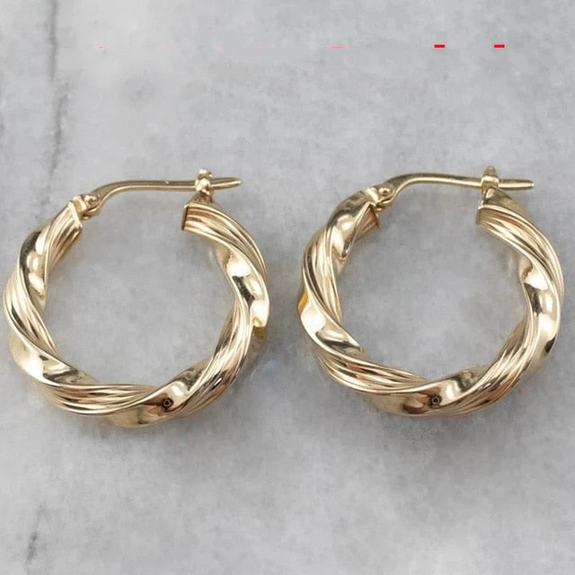 Shine Gold Color Women Earrings Fashion Smooth Hoop Earrings for Women Engagement Wedding Jewelry Gift