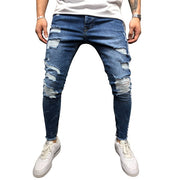 Ripped Side Striped Jeans Fashion Streetwear Mens Skinny Stretch Jeans Pants Slim Casual Denim Jeans jeans hombre