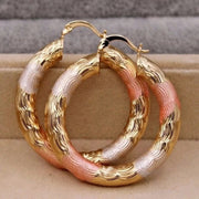 Shine Gold Color Women Earrings Fashion Smooth Hoop Earrings for Women Engagement Wedding Jewelry Gift