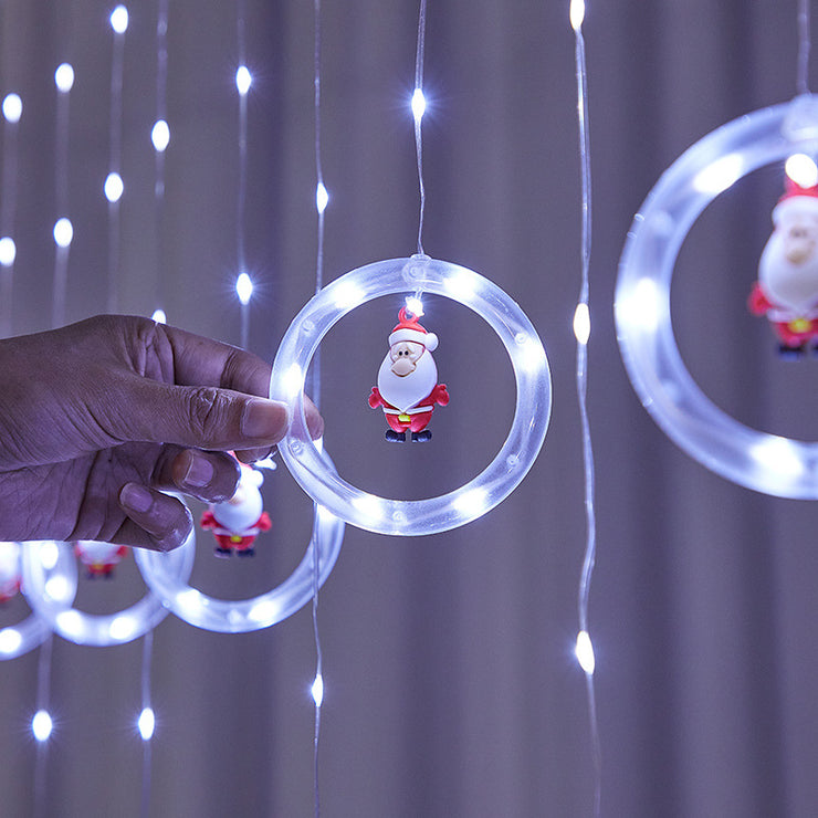 Led Christmas Curtain Lamp String Bedroom Holiday Decoration Wishing Ball Ring Remote Control Snowman Christmas Tree Led Lamp