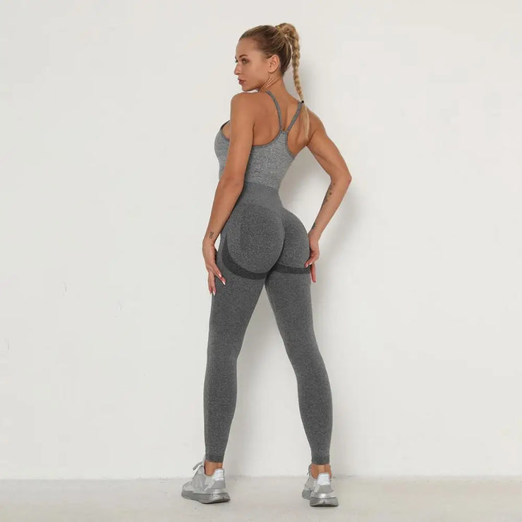 Seamless Women Gym Set Long Sleeve Top High Waist Belly Control Sport Leggings Gym Clothes Seamless Sport Suit Sexy Booty Girls